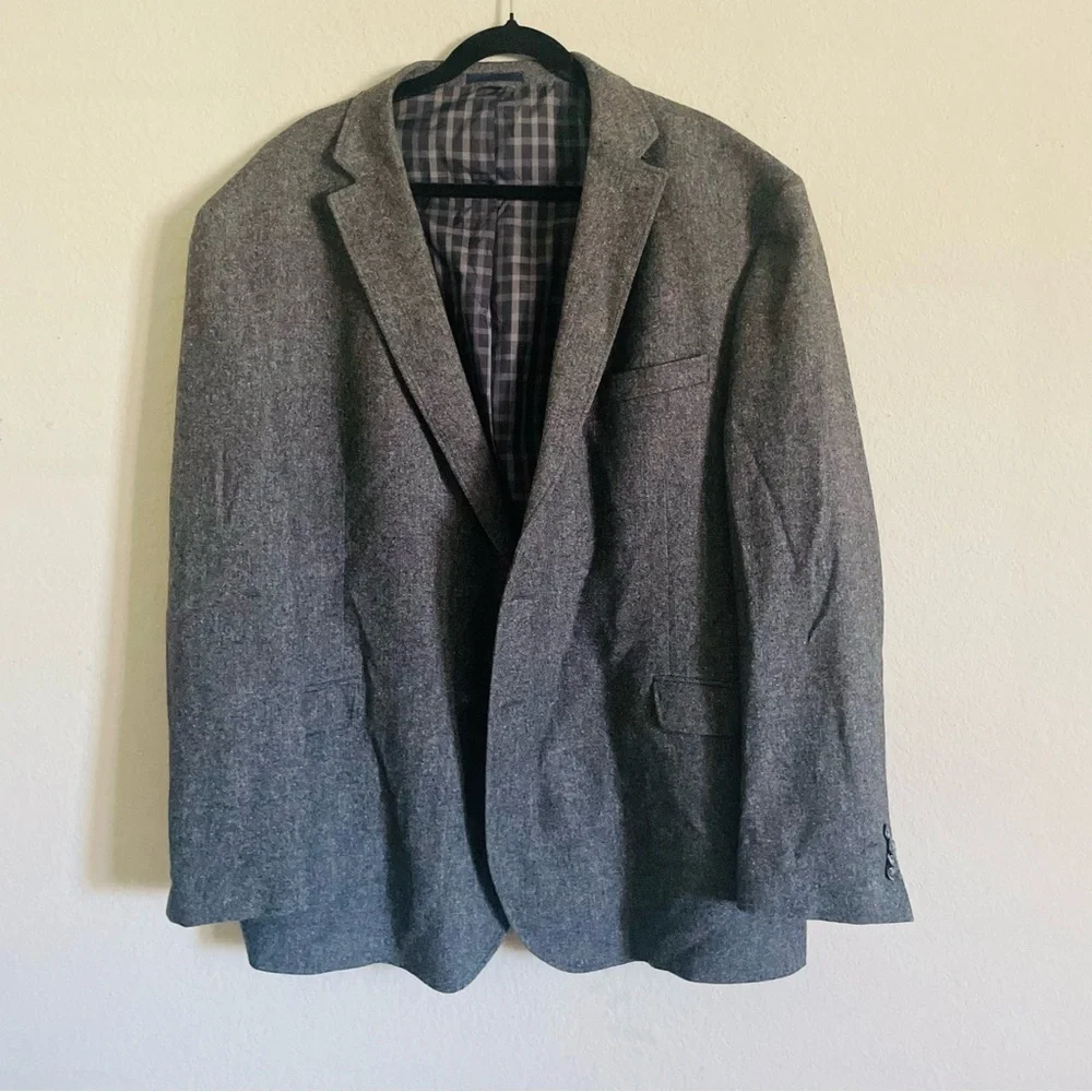 JoS A. Bank mens wool sport coat jacket size 52R/0 gray double button lined